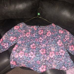 Off shoulder floral shirt